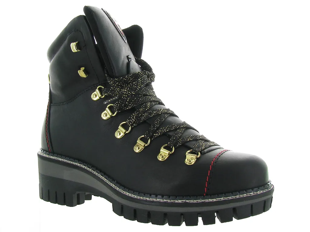 apres ski bottes fourrees - Chaussure neige - femme - Cuir - Noir - New italia shoes