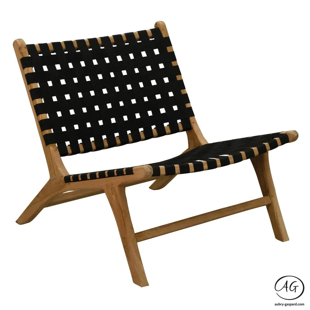 Black teak and nylon armchair