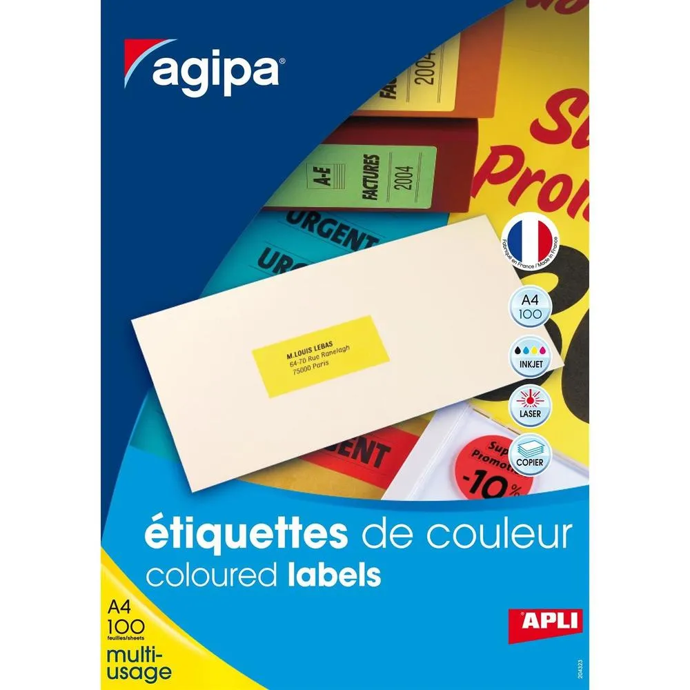 Boite de 2400 Étiquettes 70x35 mm (24 x 100F A4) Multi-usage Coin Droit Rouge…