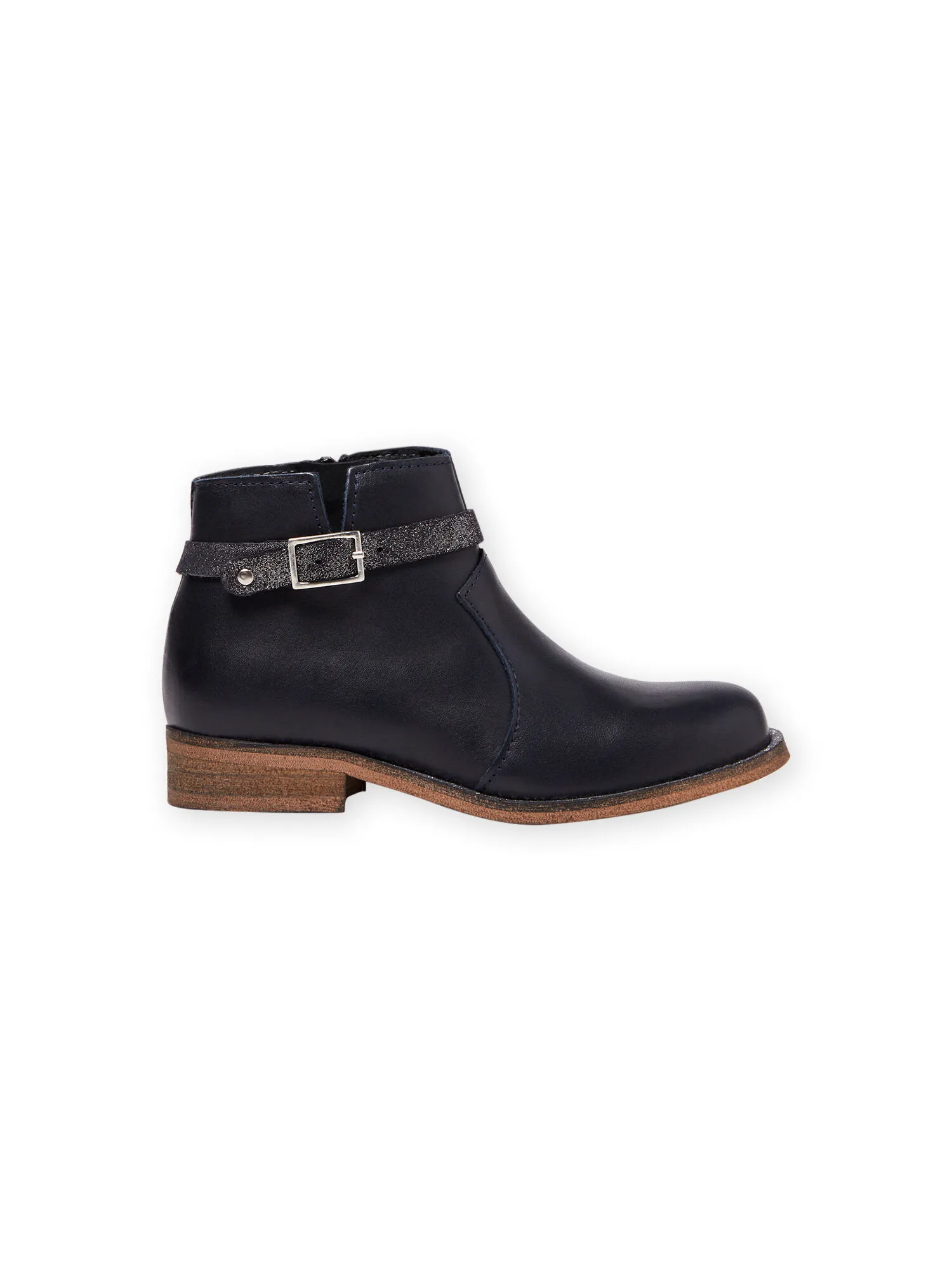Boots bleu marine en cuir enfant fille