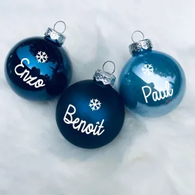 Boule de Noël en verre bleu 