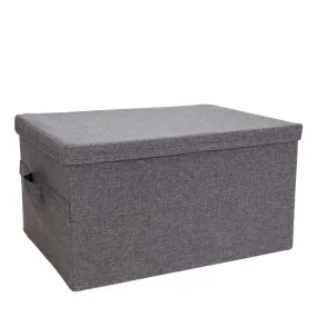 Boîte de rangement en tissu gris rigide et pliable avec couvercle- 25x35x45
