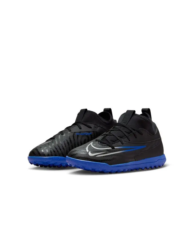 Chaussures de football Nike Phantom GX Club TF Noir & Bleu pour enfant
