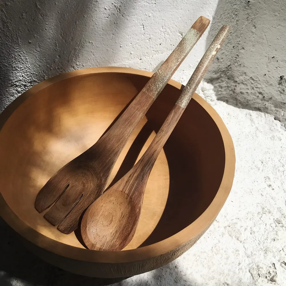 Couverts à salade peints n°2 - blancfren