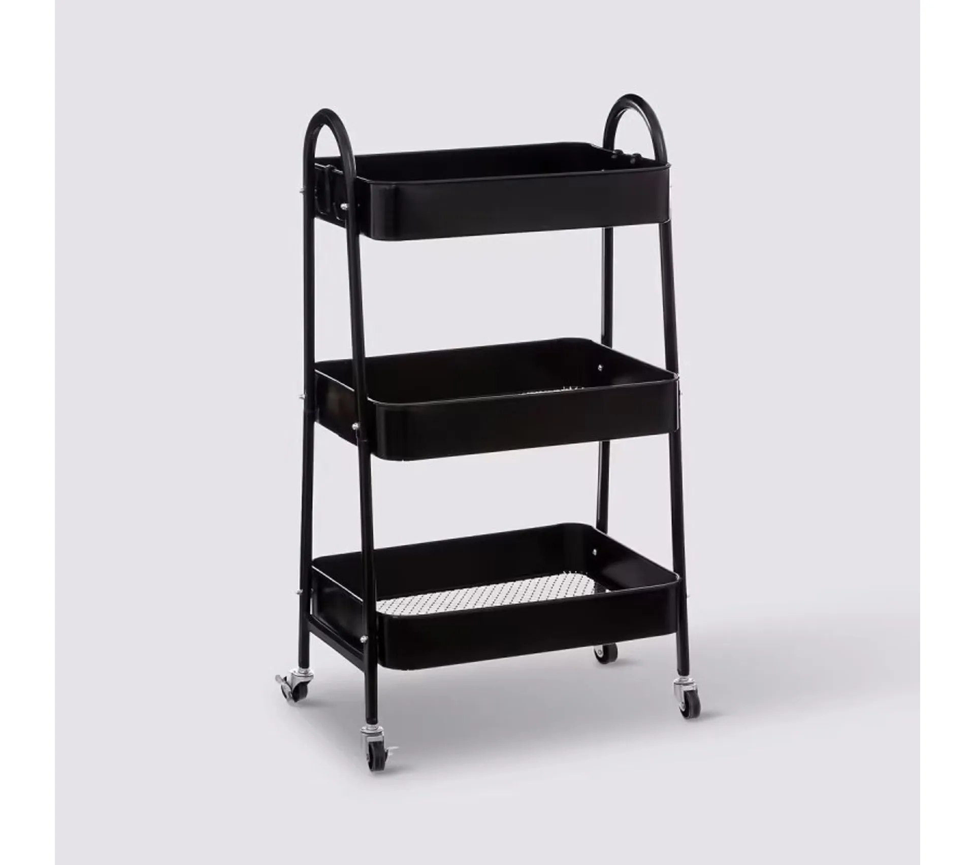 Desserte Roulante 3 Niveaux En Métal Noir H 80 Cm