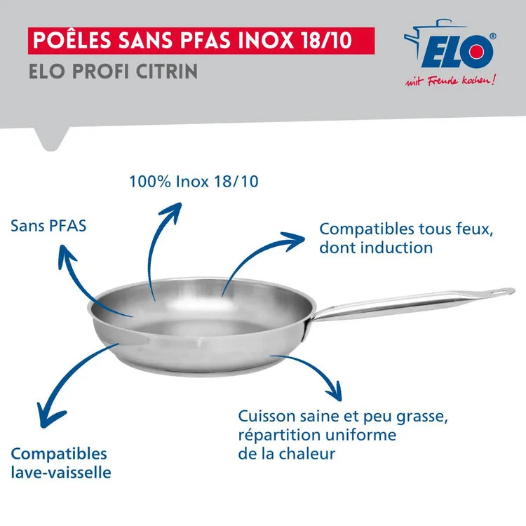 Ensemble de 1 Poêle de cuisson 28 cm et 2 faitouts 14 et 16 cm Elo Profi Citrin