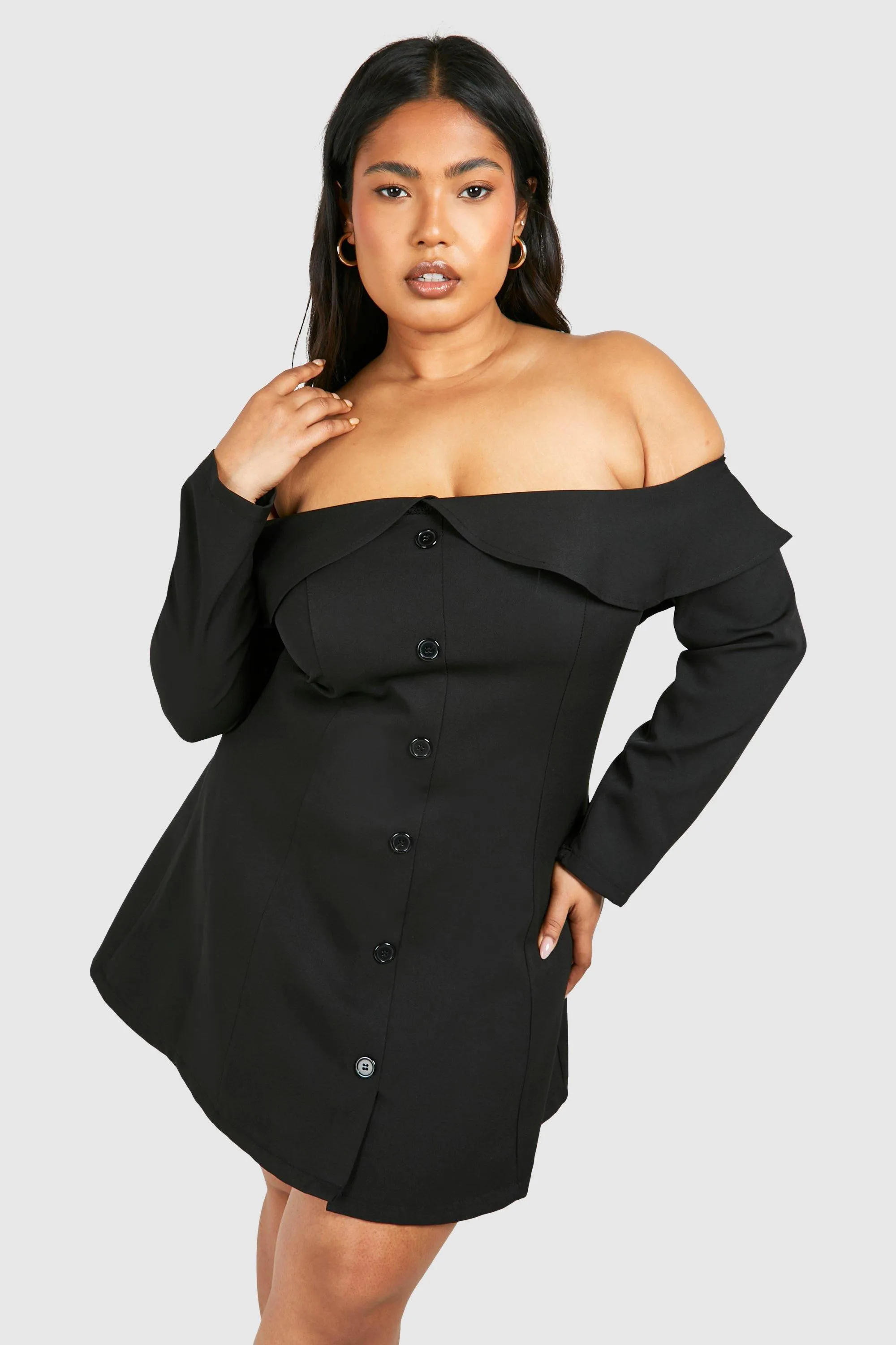 Grande taille - Robe courte à épaules dénudées