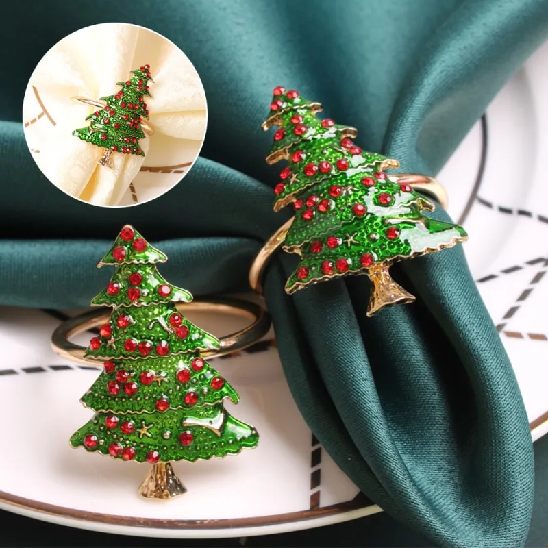 Lot de 6 ronds de serviettes en arbre de Noël 