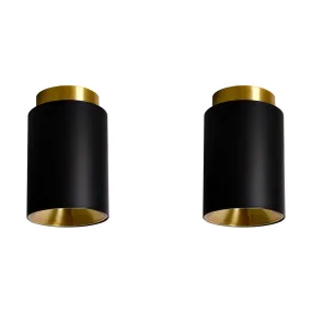 Pack duo plafonnier en acier finition noir mat 8,5cmTobo