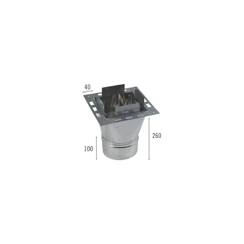Raccord de boisseau en inox de 20x20 de 180 mm