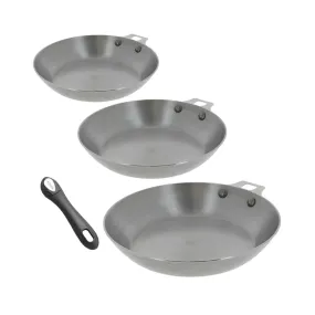 Set batterie 3 poêles à frire Mineral B De Buyer amovible