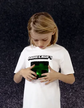 T-shirt blanc sequins réversibles MINECRAFT garçon