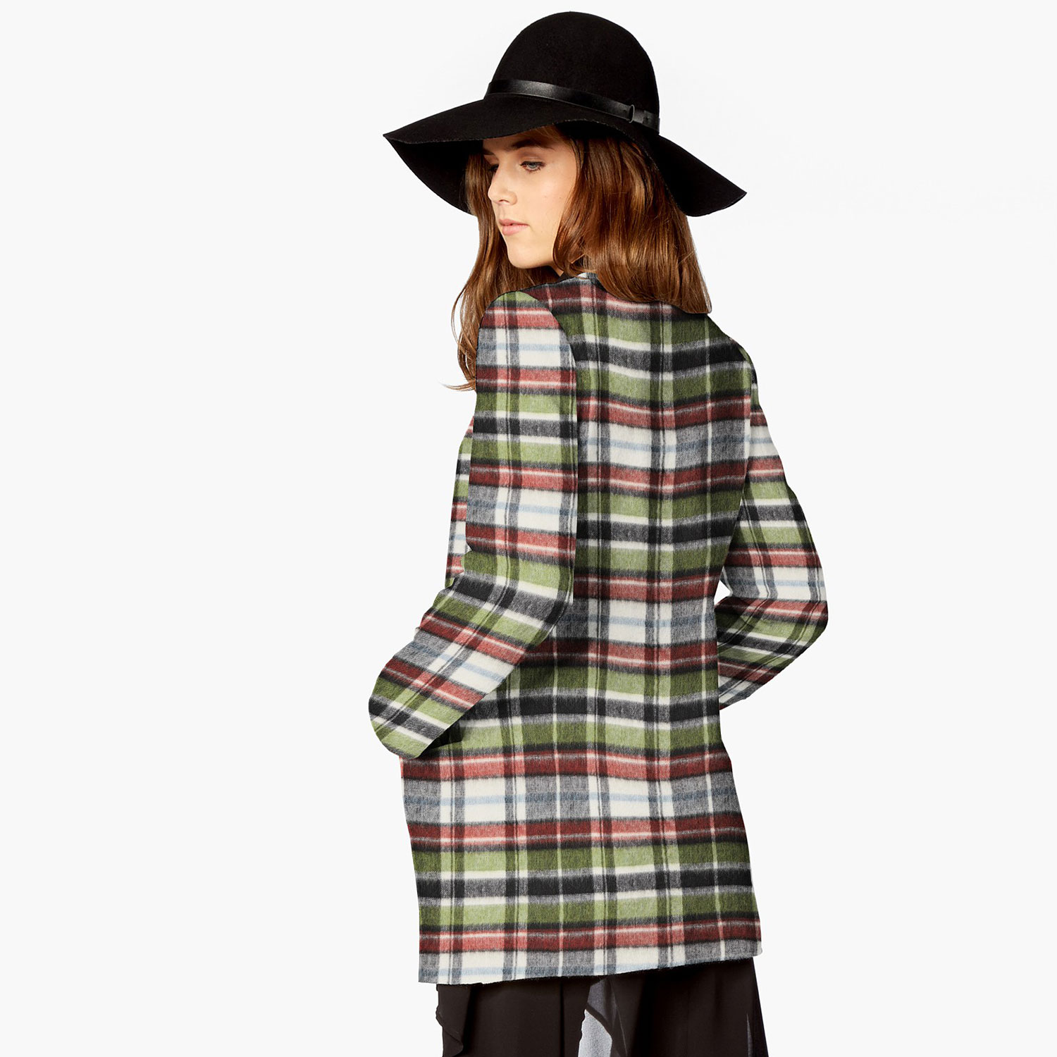 Tissu pour manteau double face Carreaux écossais – gris/carmin