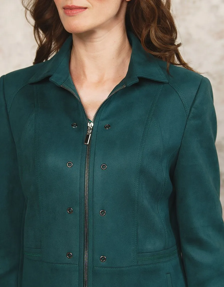 Veste aspect suédine vert 